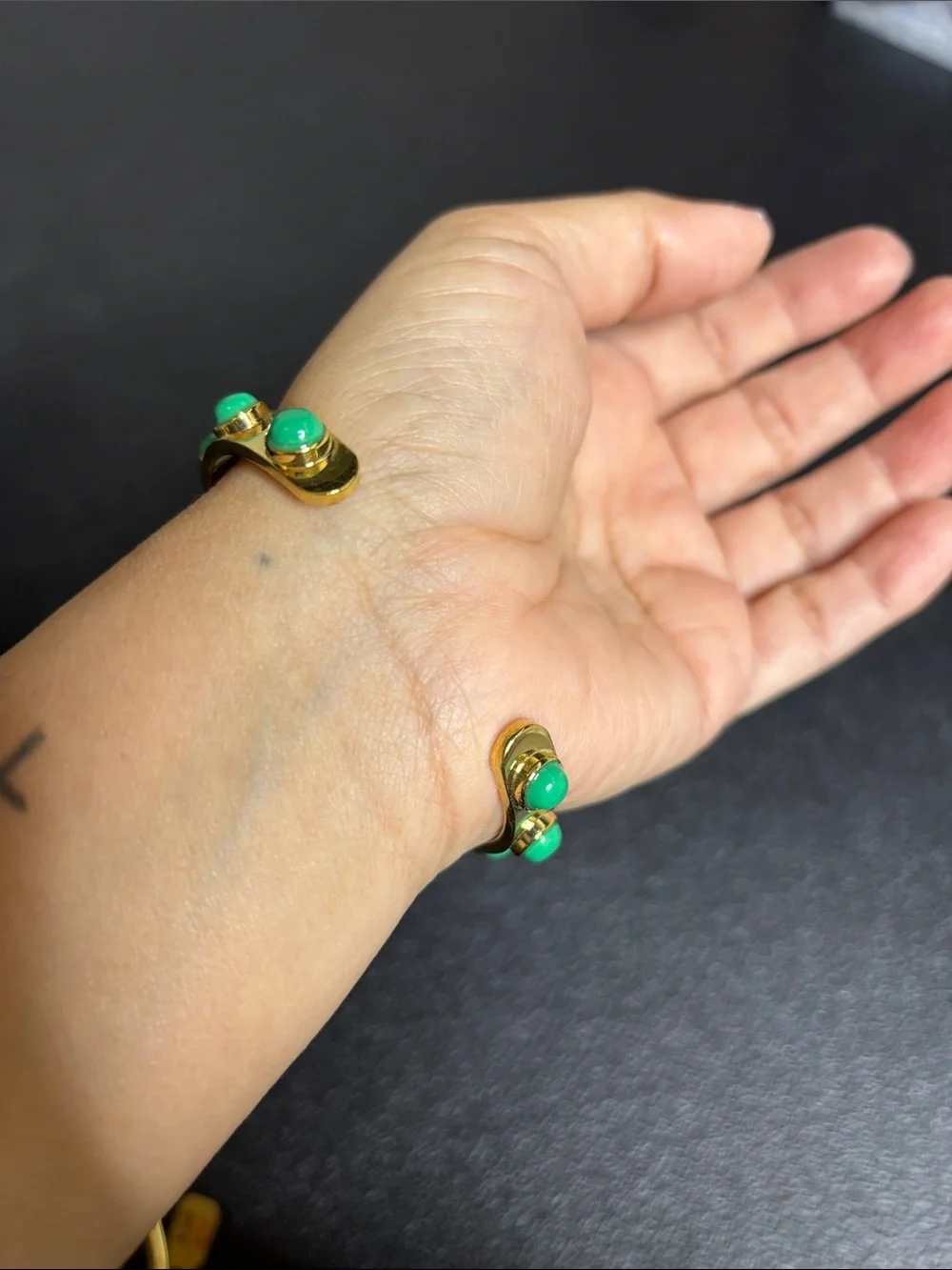 kate spade Gold Cuff Bracelet with Green Stones - Picture 8 of 8